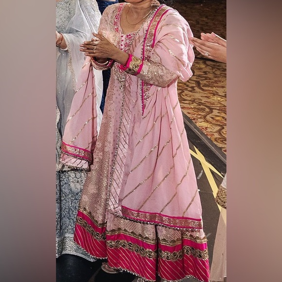 Salwar Kameez Other - Indian Pink & Hot Pink Anarkali Dress with Dupatta Heavy Detail Work Throughout